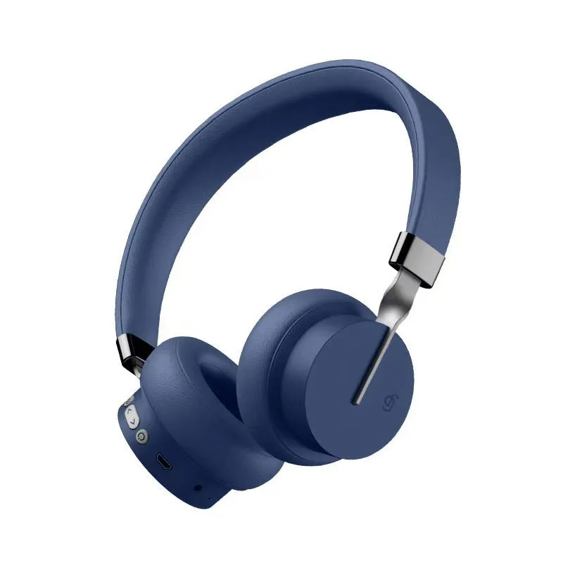 Head-mounted Bluetooth headset shown in solid green, black, red, blue, and white colour options.