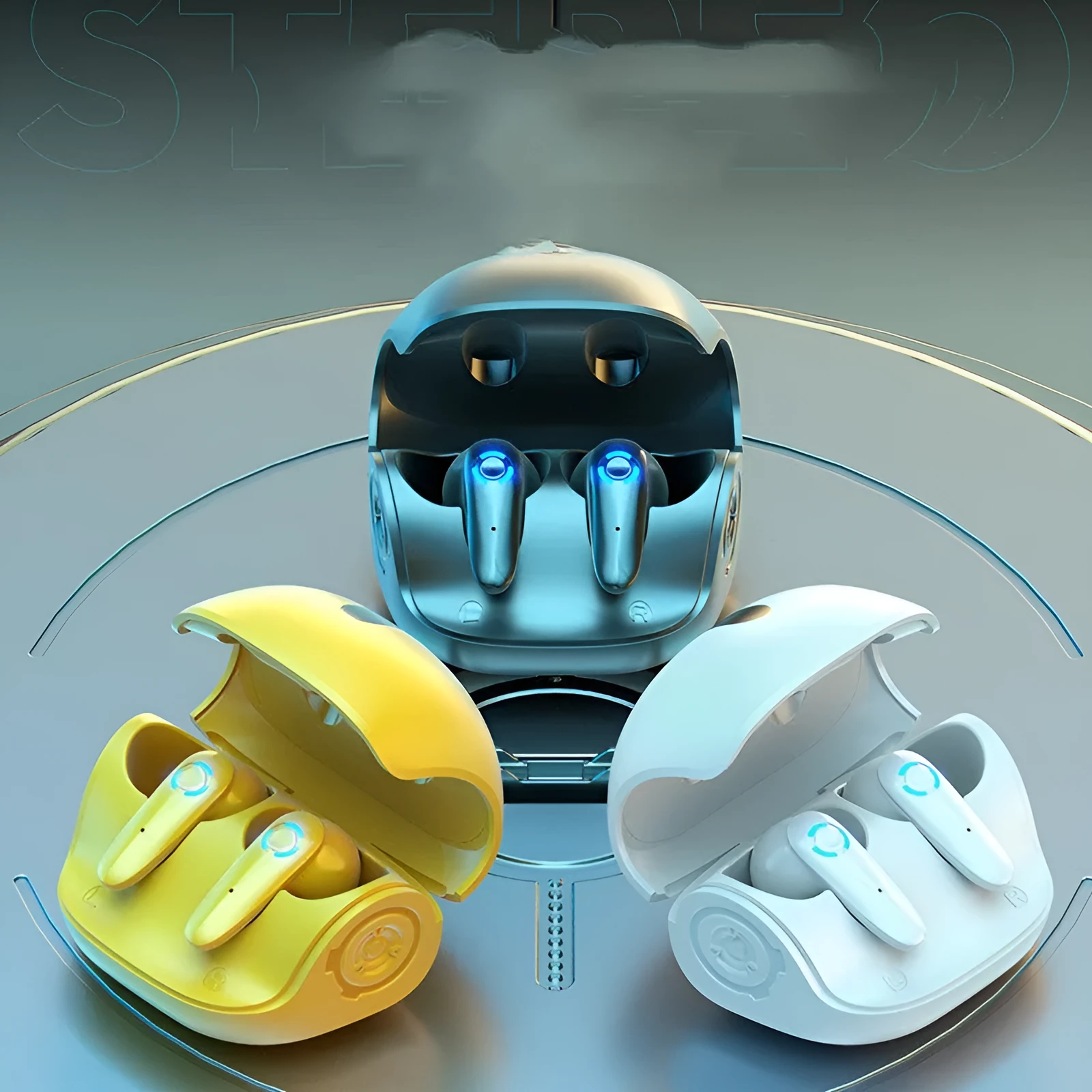TWS wireless gaming headset with Bluetooth 5.2 in black, white and yellow colour options
