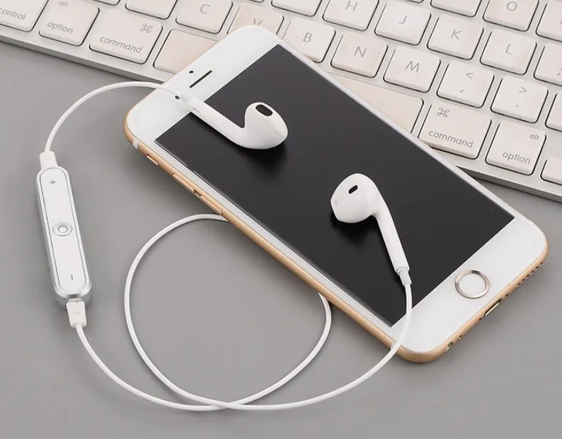 Wireless Bluetooth headset for iPhone 7 S6 5S6plus compatibility in Black, White, Gold, or Silver