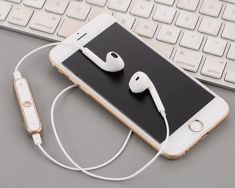 Wireless Bluetooth headset for iPhone 7 S6 5S6plus compatibility in Black, White, Gold, or Silver