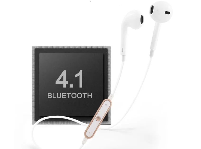 Wireless Bluetooth headset for iPhone 7 S6 5S6plus compatibility in Black, White, Gold, or Silver