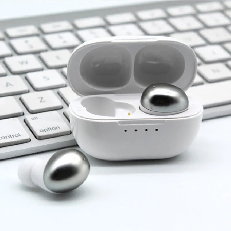 Black wireless Bluetooth earbud headset with stereo sound and call functionality