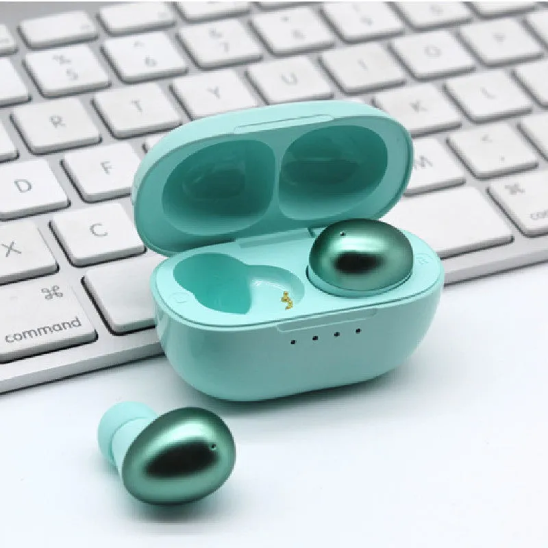 Black wireless Bluetooth earbud headset with stereo sound and call functionality