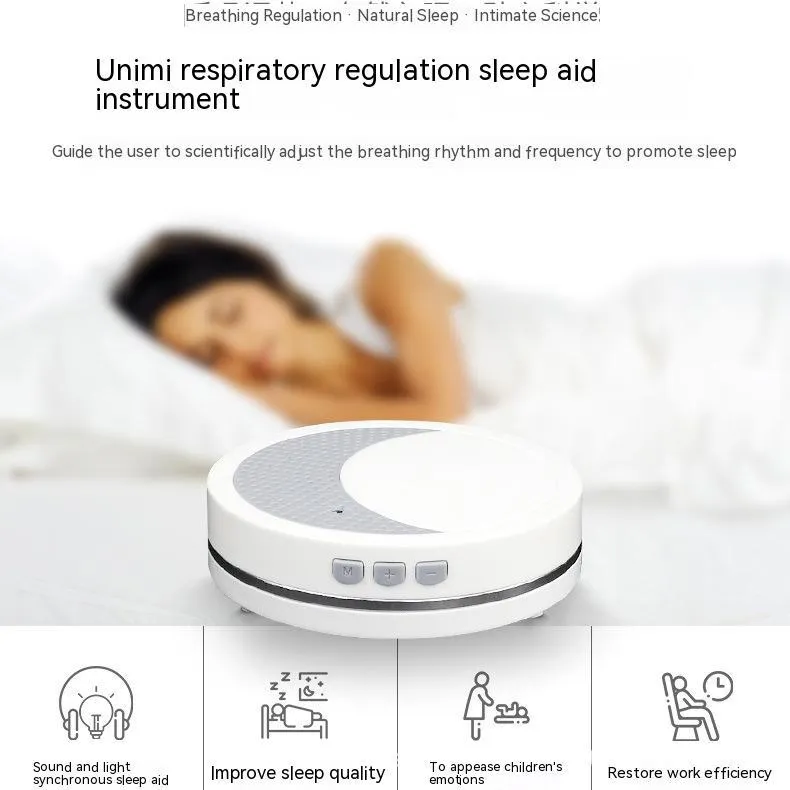 White USB sleep aid instrument with timer and music functions for anxiety relief
