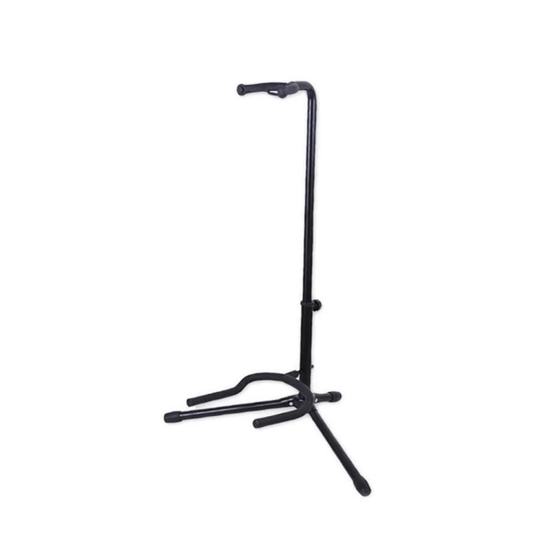 Black foldable metal guitar stand for acoustic and electric guitars