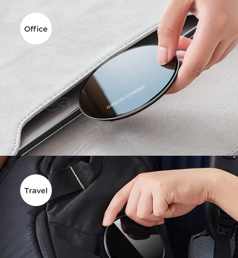 Black QI 15W wireless charging pad with silicone anti-slip base