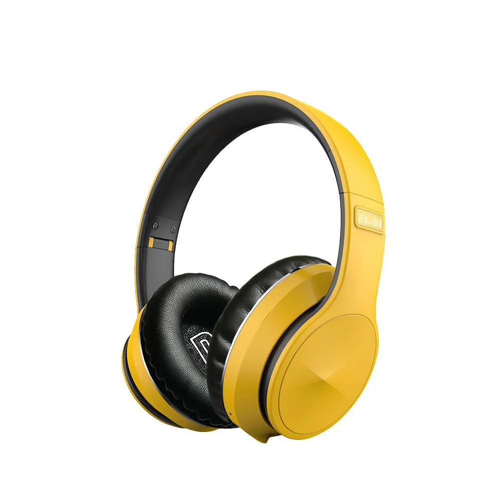 Folding sports headphones in black silver colour showing Bluetooth, FM radio and card mode functions