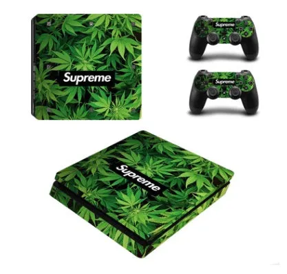 PS4 Slim vinyl protection film sticker with visible air vent grooves on the adhesive backing