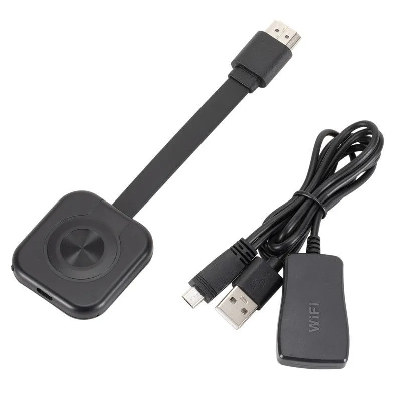 Wireless HDMI transmitter, compact 4.6 x 4.3 x 0.6 cm, for mobile same-screen projection with HDMI interface.