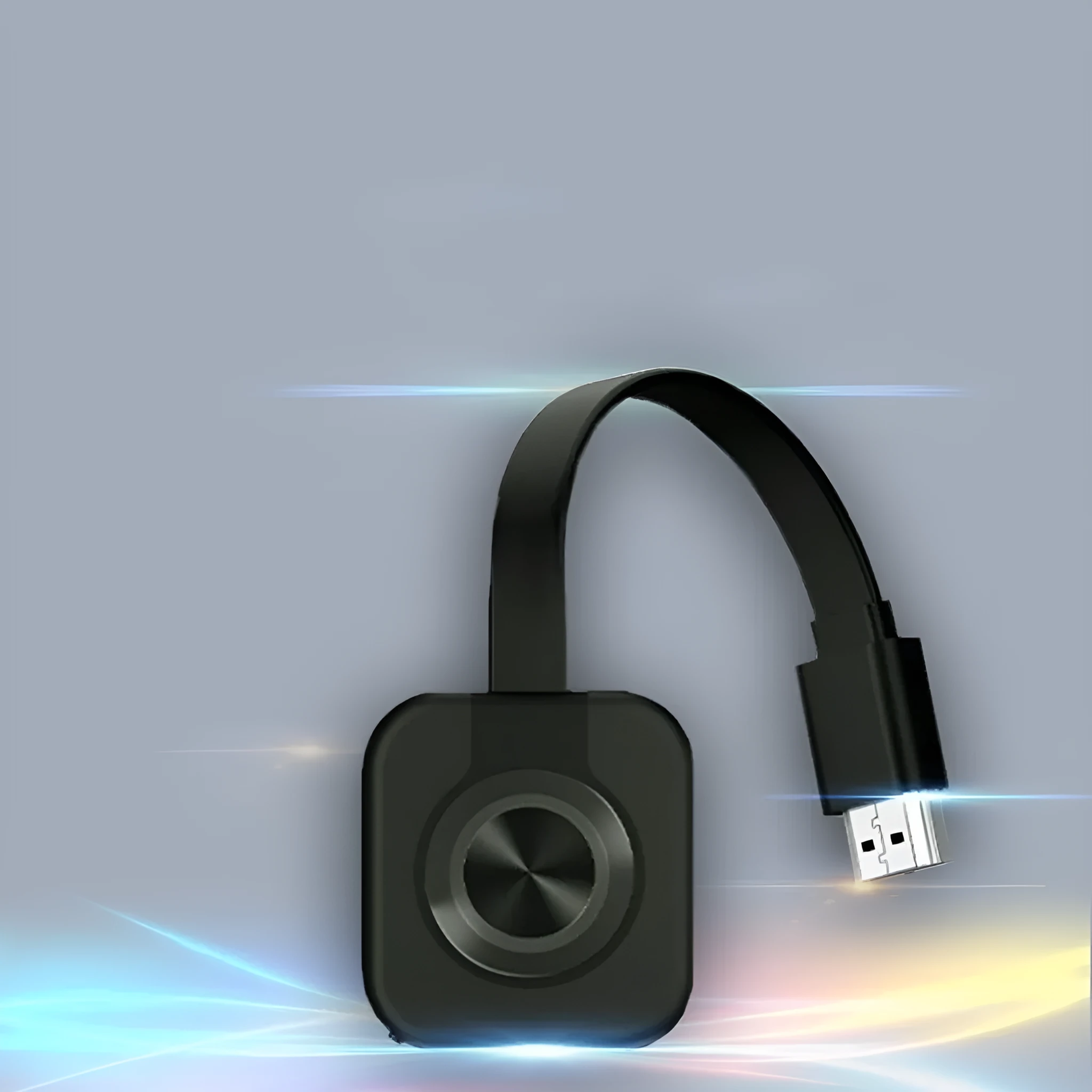 Wireless HDMI transmitter, compact 4.6 x 4.3 x 0.6 cm, for mobile same-screen projection with HDMI interface.
