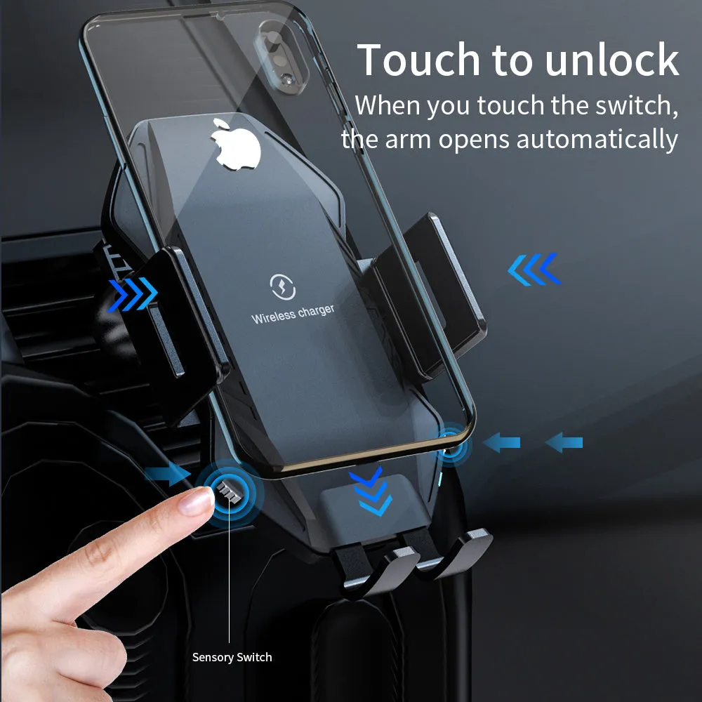 Model T3 auto-sensing car wireless charger with chuck and suction cup mounting options