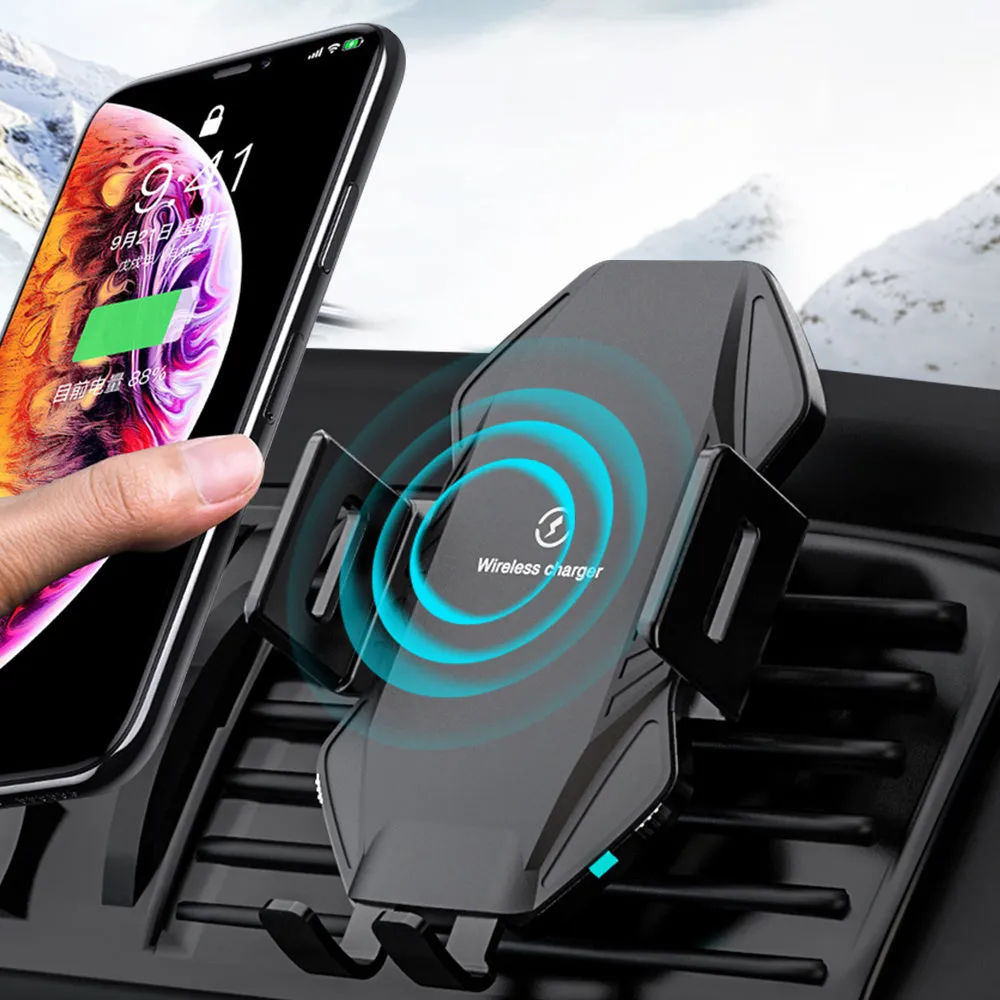 Model T3 auto-sensing car wireless charger with chuck and suction cup mounting options