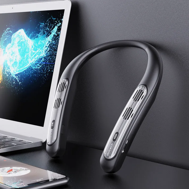 Wearable neck hanging wireless Bluetooth speaker in black or green