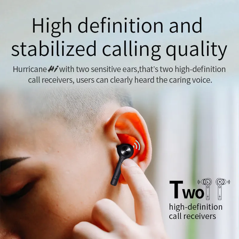 Black TWS Bluetooth headset with compact dimensions of 60mm by 67.5mm