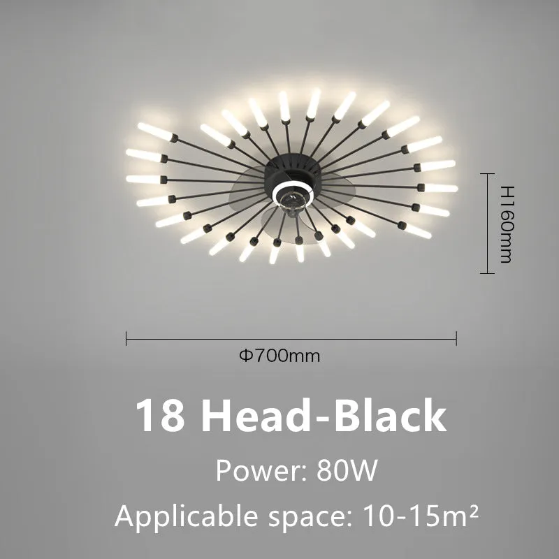 Modern aluminium ceiling fan light with remote control in black or gold finish