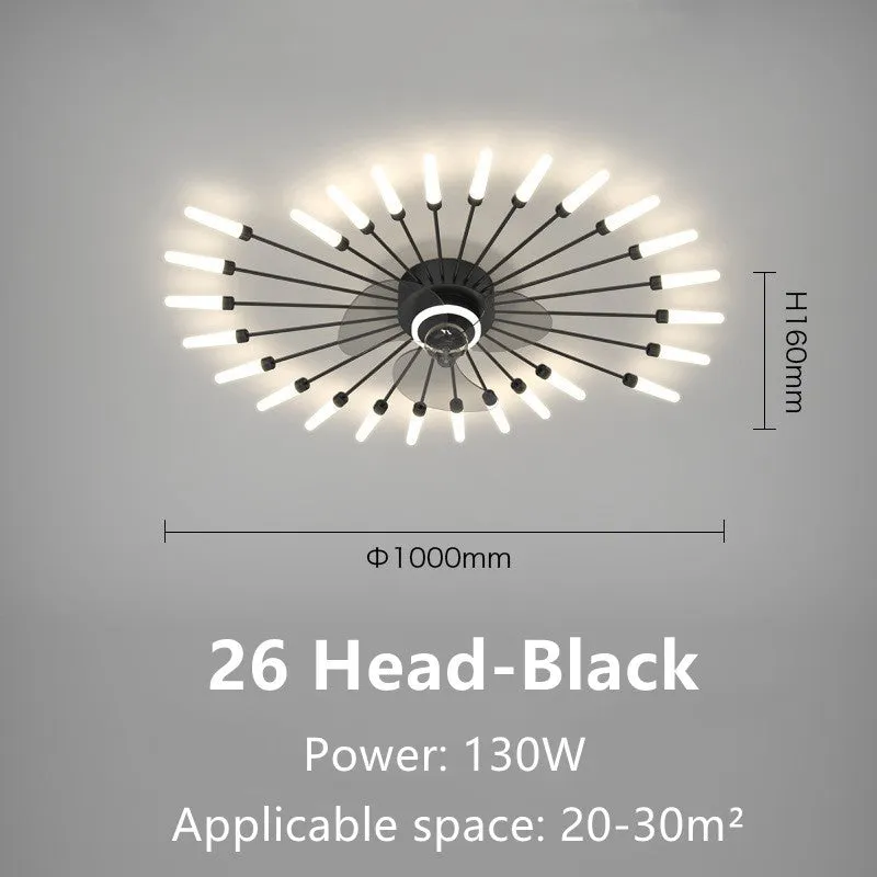 Modern aluminium ceiling fan light with remote control in black or gold finish