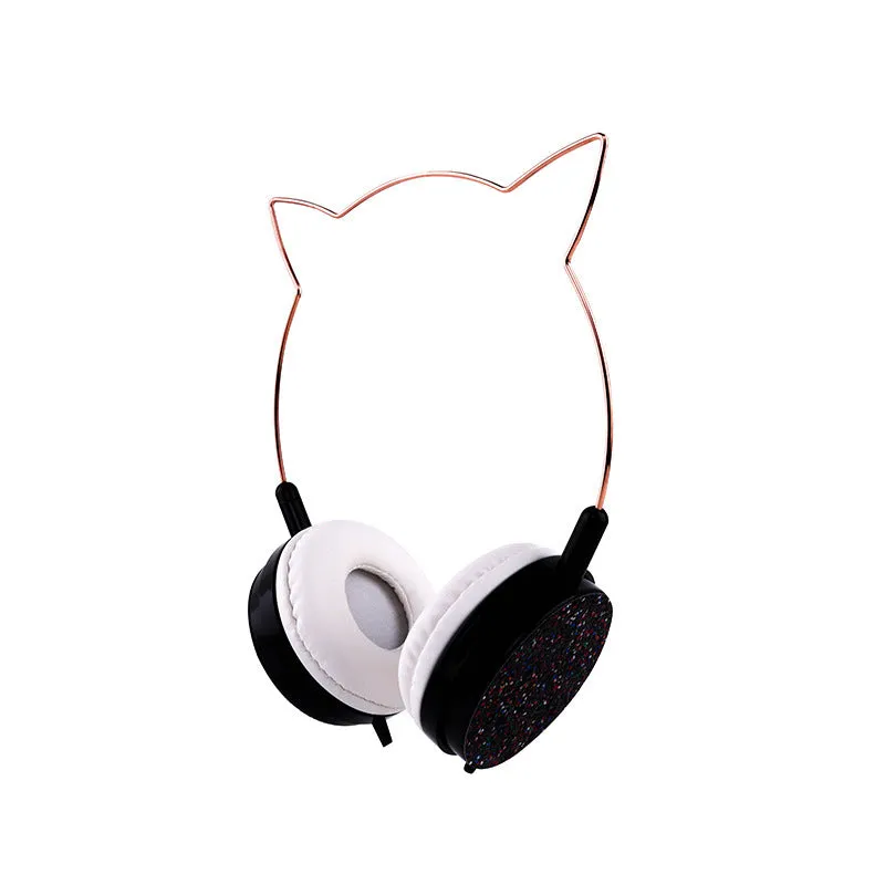 Wired over-ear headphones with microphone in black, blue, pink or yellow colour options on a white background