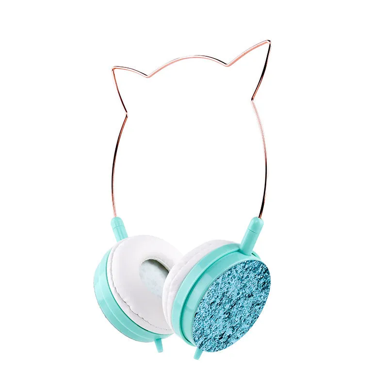 Wired over-ear headphones with microphone in black, blue, pink or yellow colour options on a white background
