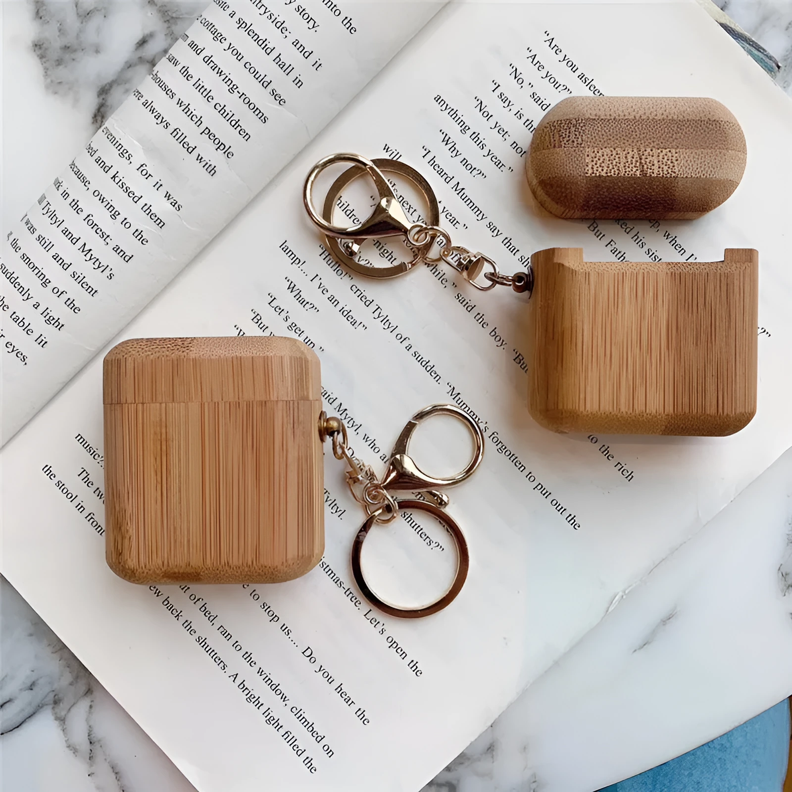 Carbonised bamboo wood clamshell cover for AirPods 1 and 2 charging cases