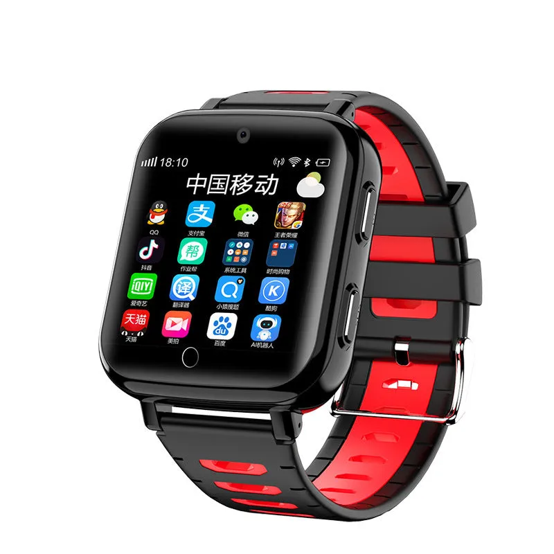 GPS smart watch with video camera and payment functions in blue, green, red, or silver