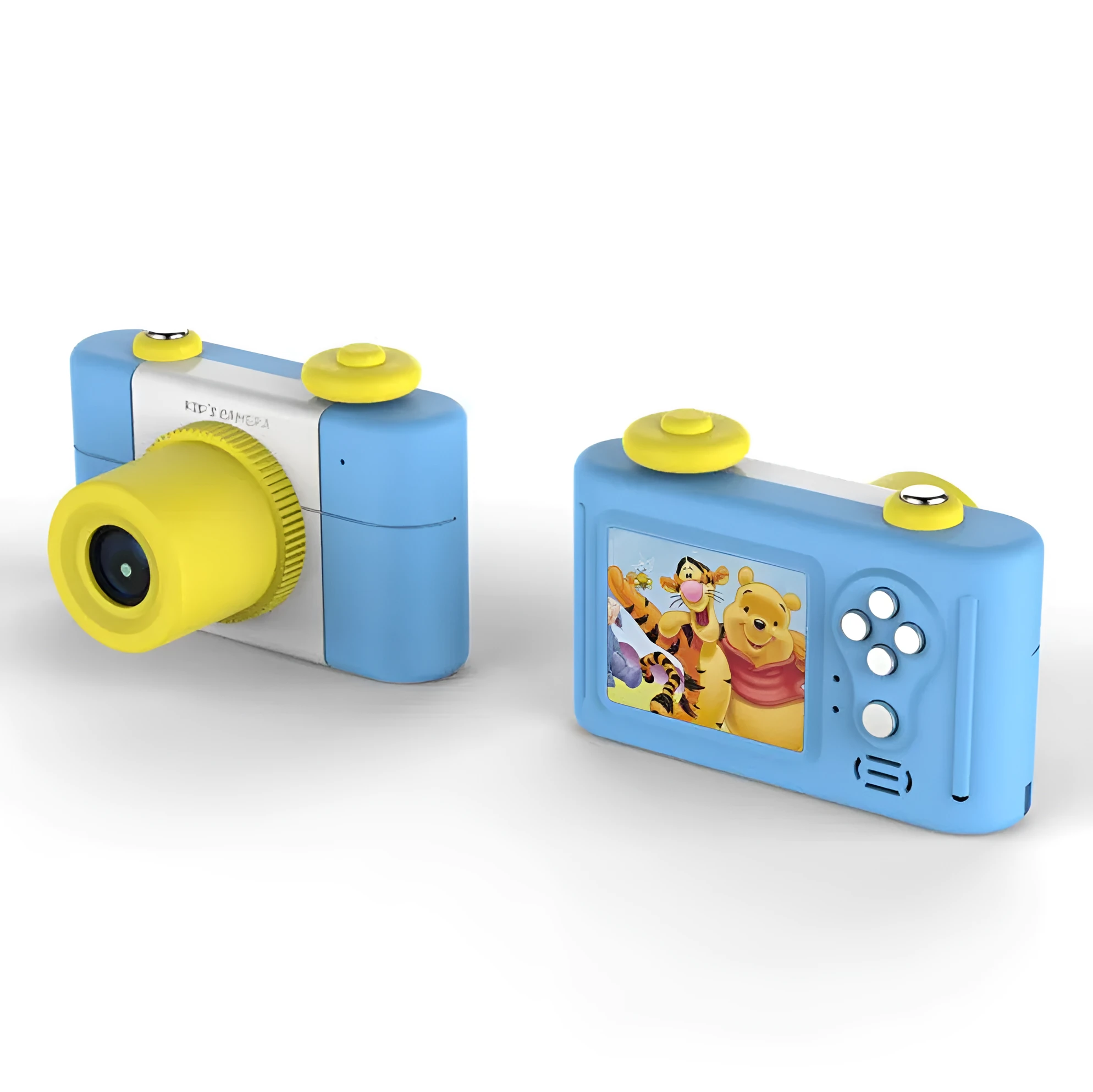Blue GIMON children's digital camera with 1.5-inch screen, shown next to a pink version.