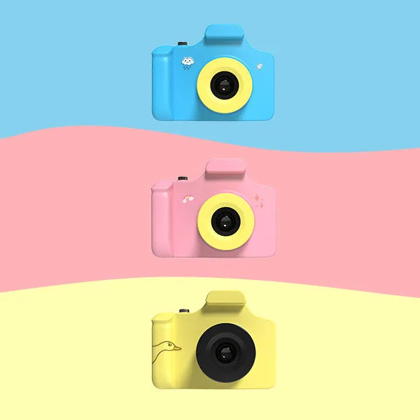 Blue GIMON children's digital camera with 1.5-inch screen, shown next to a pink version.