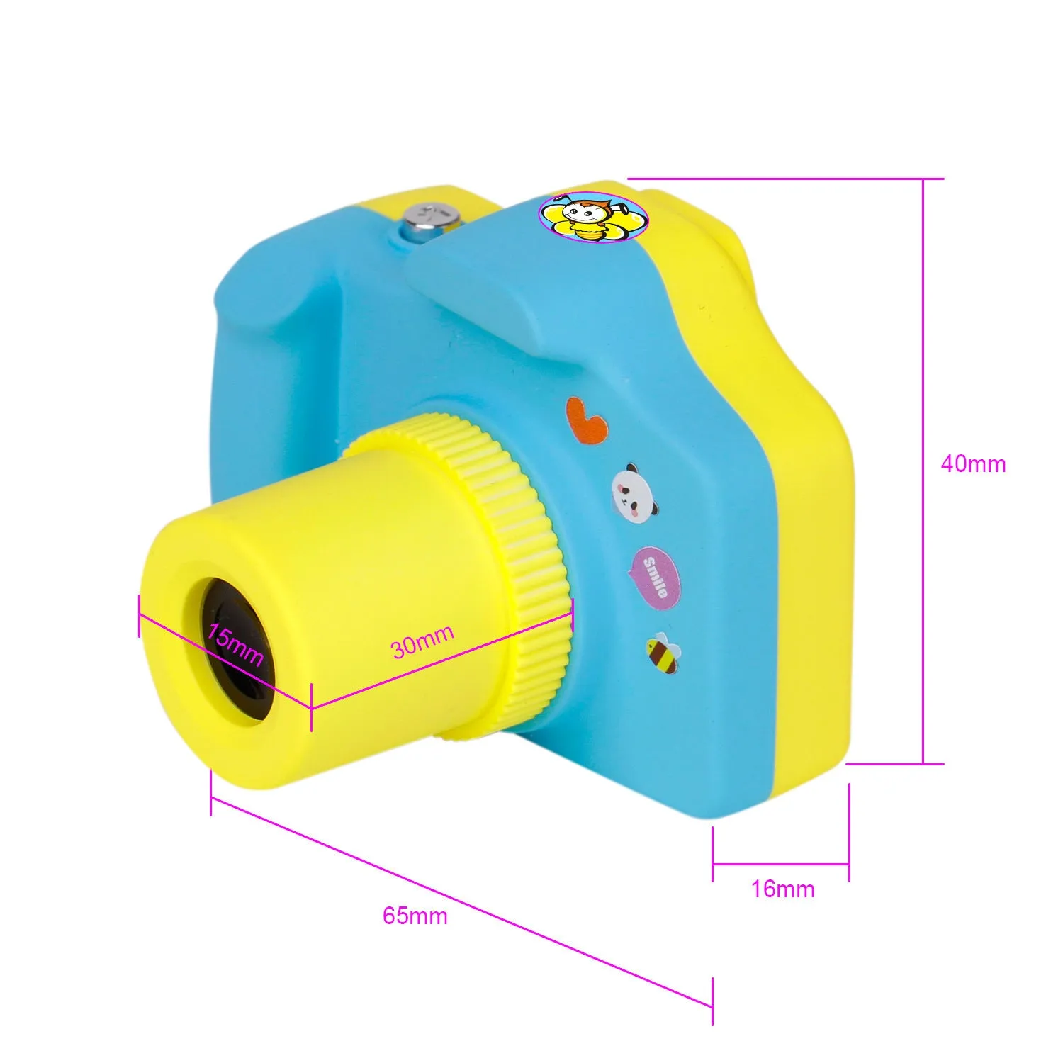 Blue GIMON children's digital camera with 1.5-inch screen, shown next to a pink version.