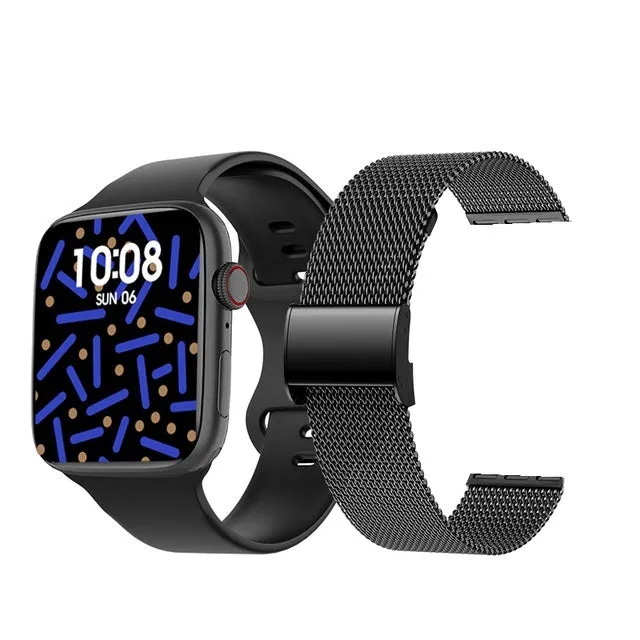 Series 7 smart watch with 1.9-inch colour screen and black silicone strap showing NFC door access