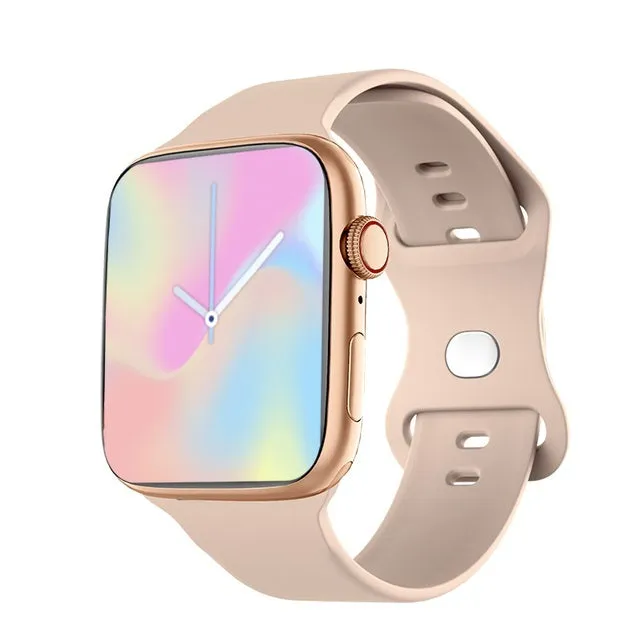 Series 7 smart watch with 1.9-inch colour screen and black silicone strap showing NFC door access