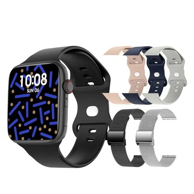 Series 7 smart watch with 1.9-inch colour screen and black silicone strap showing NFC door access