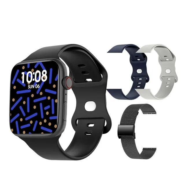 Series 7 smart watch with 1.9-inch colour screen and black silicone strap showing NFC door access