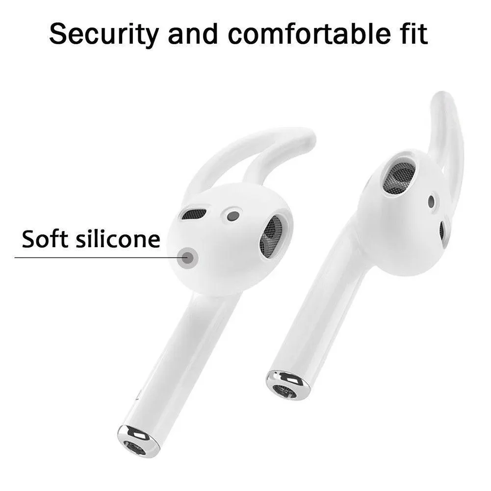 Silicone ear tips for Apple AirPods in five colours: black, blue, red, transparent, white
