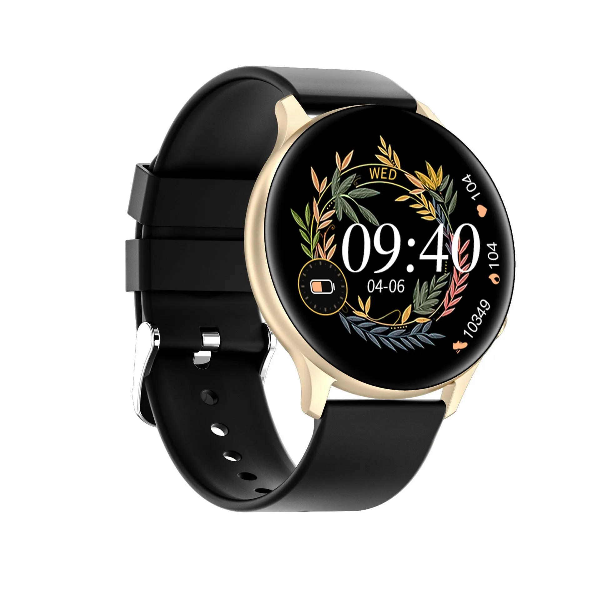 Smart Bluetooth call heart rate blood oxygen sleep monitoring smartwatch with 1.32 inch TFT screen and black silicone strap