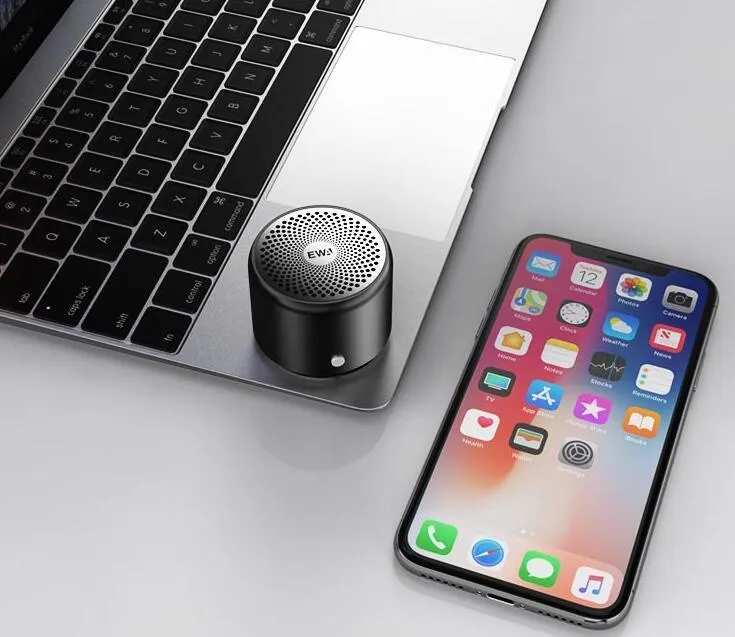 EWA A106 Pro Mini Bluetooth Speaker in black, pink, or silver with waterproof IPX67 rating