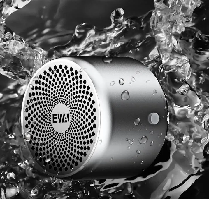 EWA A106 Pro Mini Bluetooth Speaker in black, pink, or silver with waterproof IPX67 rating