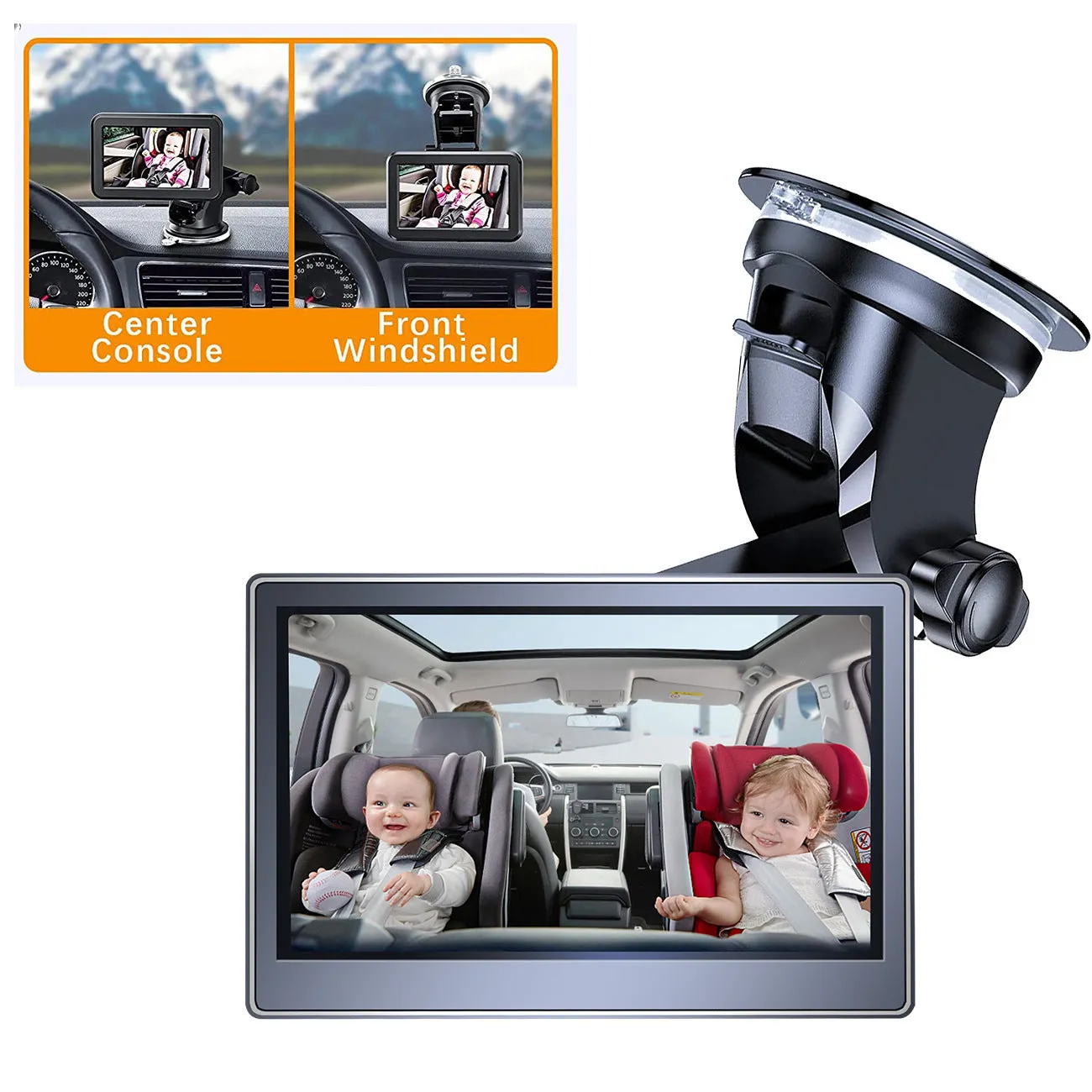Car infant baby infrared night vision rearview mirror system with 5-inch monitor and wide-angle camera