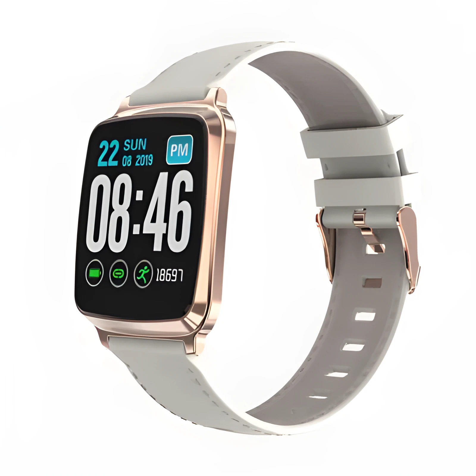 M8 multi-function smart bracelet in black on a wrist, showing the full-touch screen and zinc alloy body.