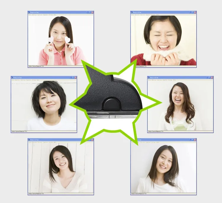 Black USB high definition webcam for desktop and laptop computers on a white background.