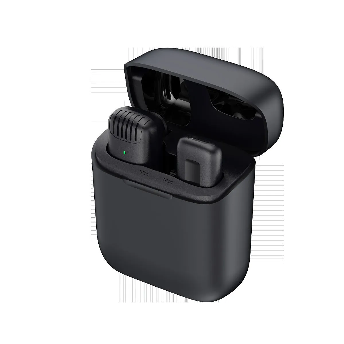 Wireless lavalier microphone with charging case, condenser type, Bluetooth 5.1, 47x15x15.6 mm