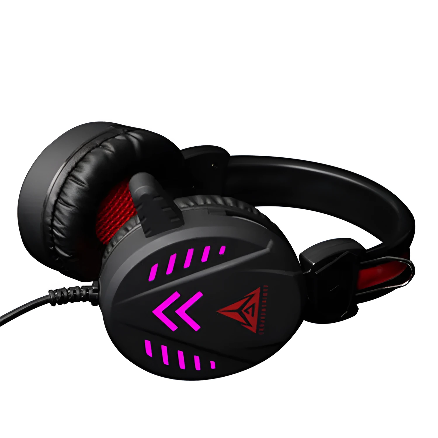 Black wired gaming headset for PC with large ear cups and a straight plug, shown with a 2.2m cable.