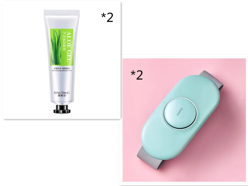 Wireless remote control waist massager in white colour with four large massage heads and USB cable.