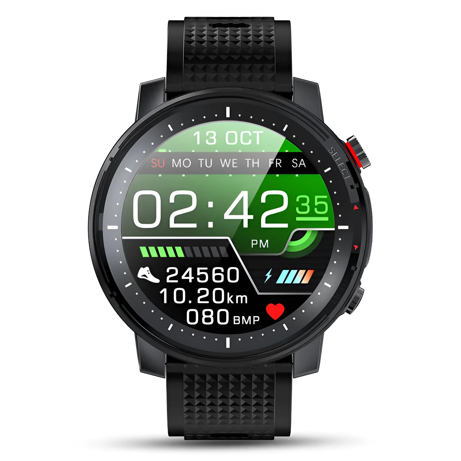 Full-touch smart bracelet with alloy case and 1.3-inch round TFT screen on wrist