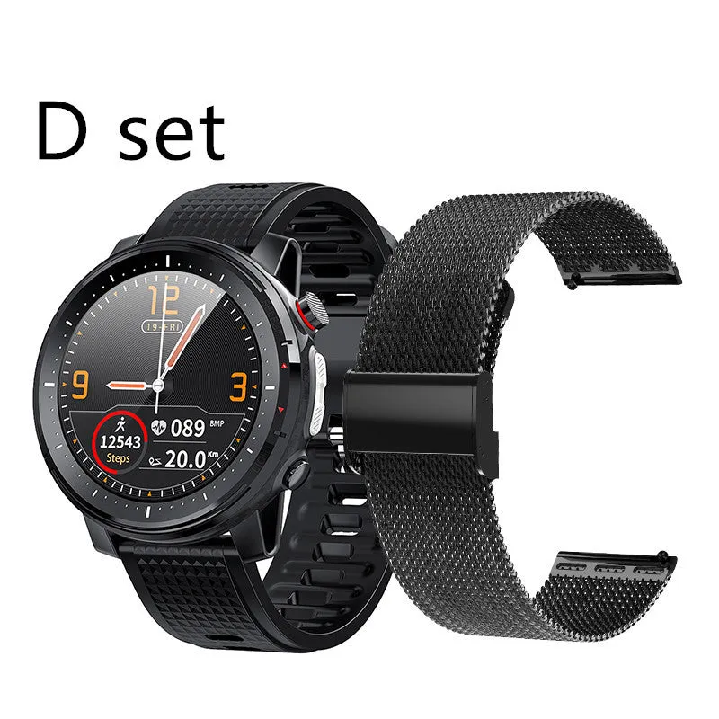 Full-touch smart bracelet with alloy case and 1.3-inch round TFT screen on wrist