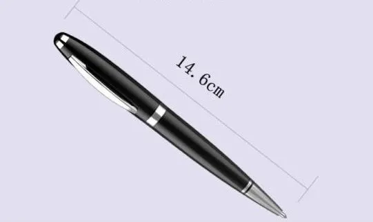 Black zinc alloy voice recording pen with 8GB memory and 96-hour recording capacity