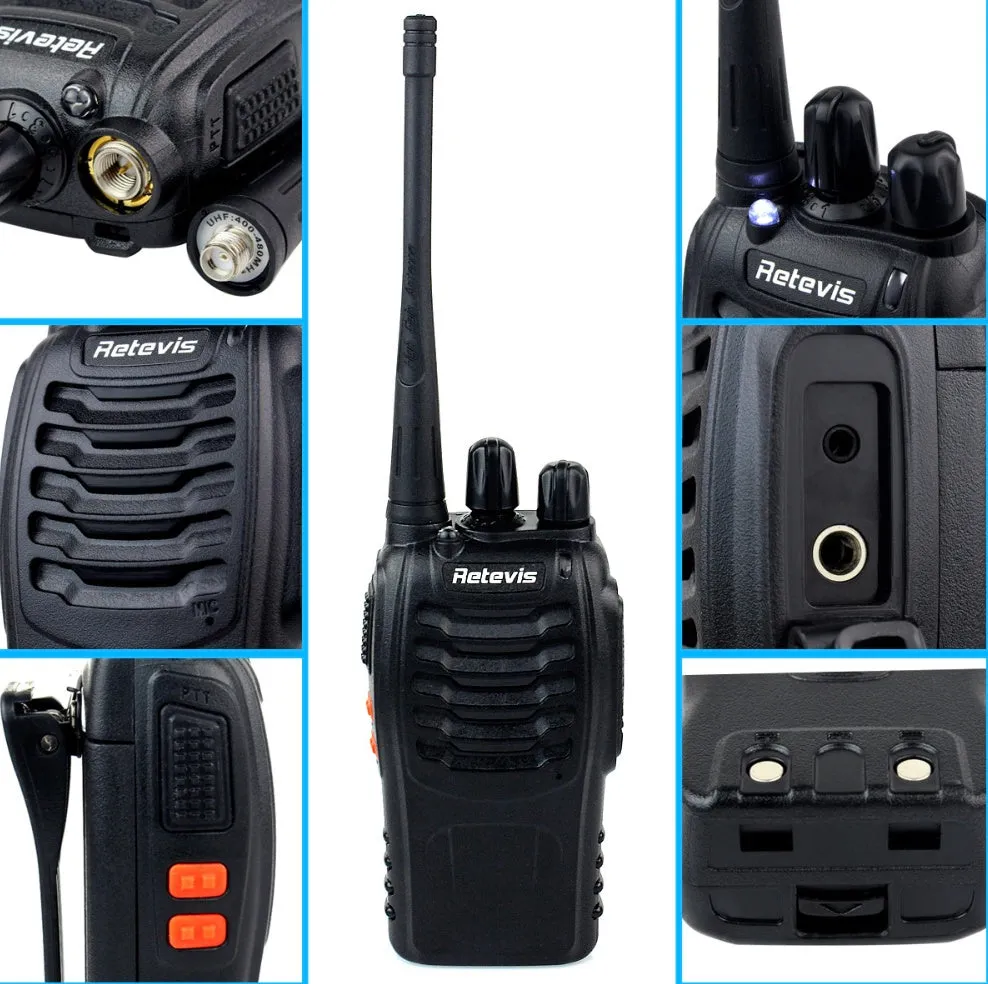 Black H777 single band UHF civil walkie talkie with antenna, 60x33x115mm size