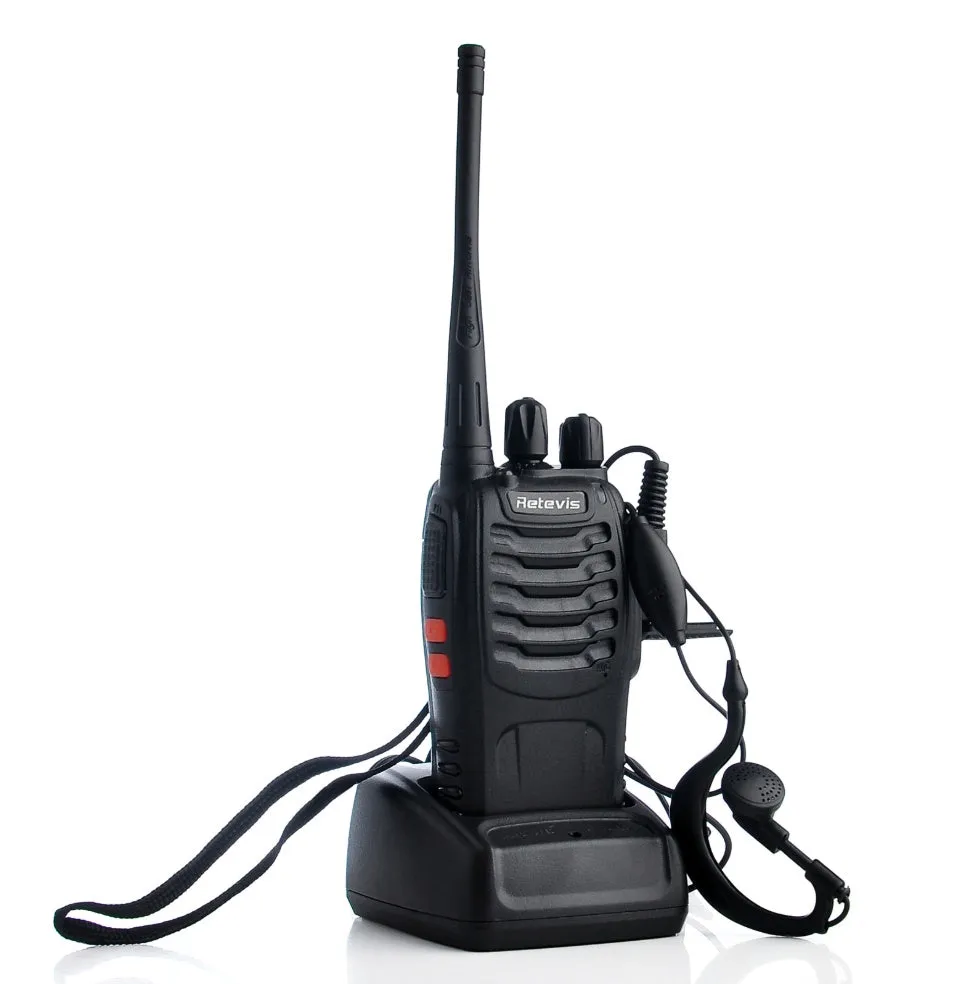 Black H777 single band UHF civil walkie talkie with antenna, 60x33x115mm size