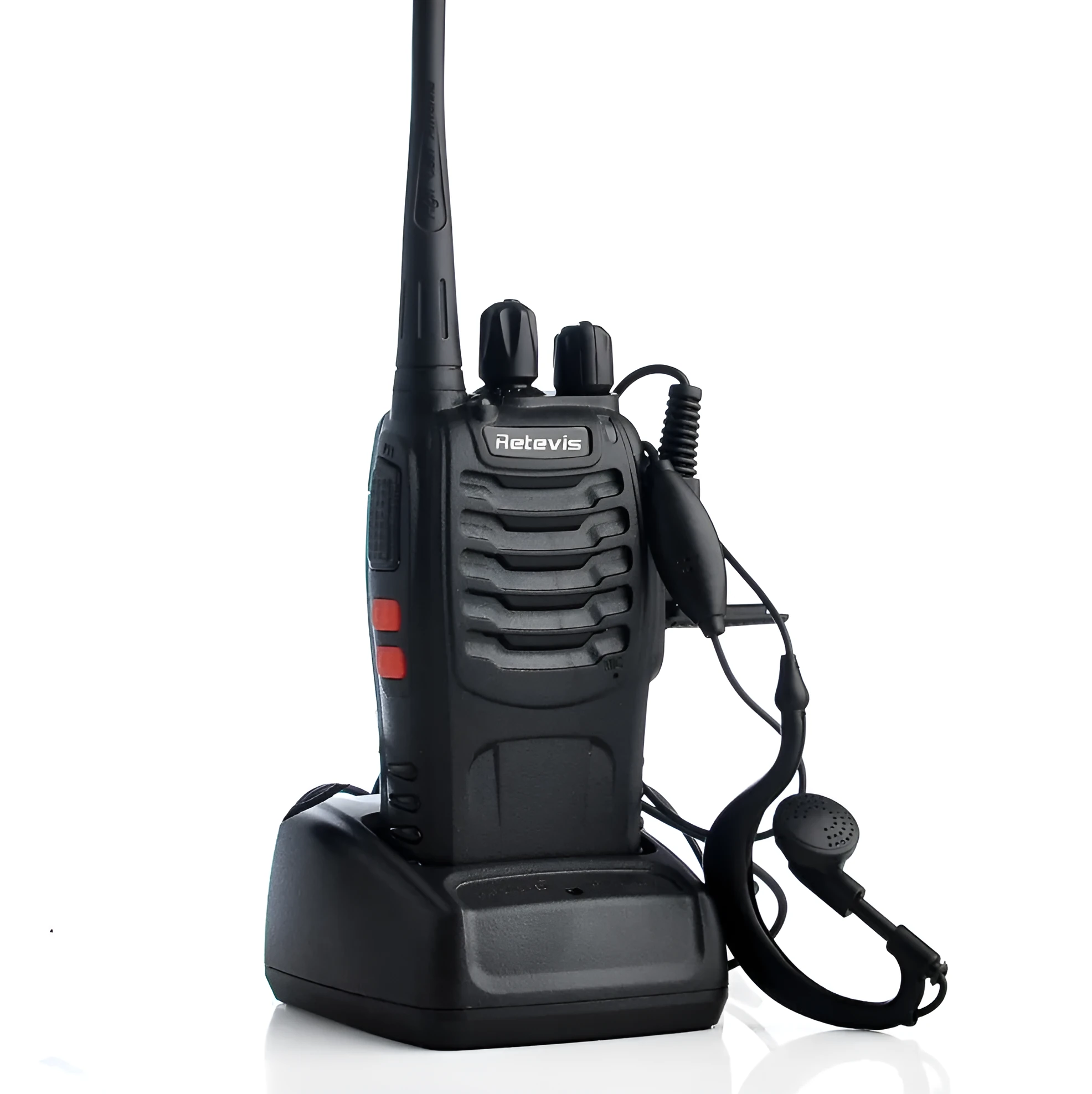 Black H777 single band UHF civil walkie talkie with antenna, 60x33x115mm size