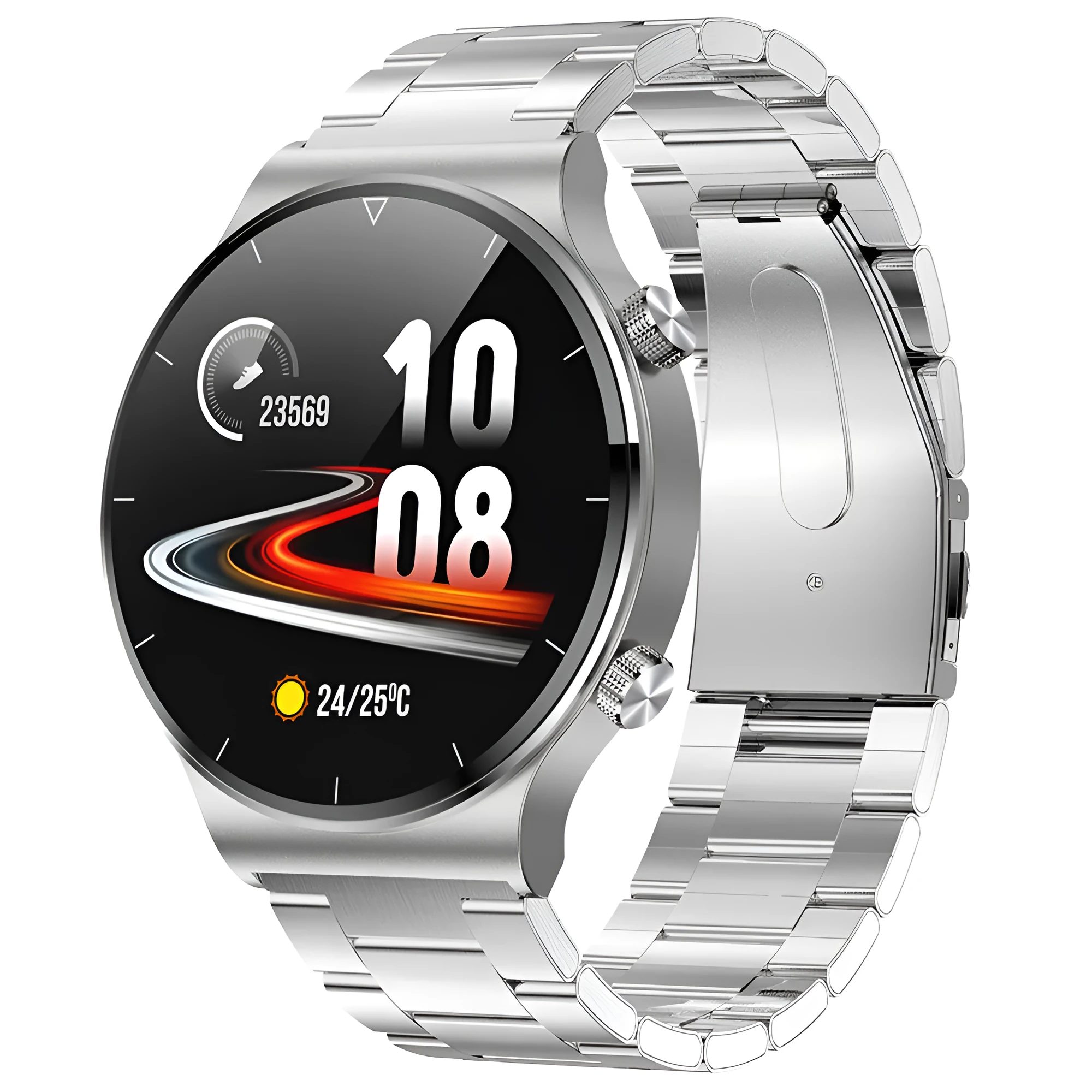 Waterproof smart watch with blood pressure monitor and oximeter on silicone wristband, six colour options, 1.3-inch screen
