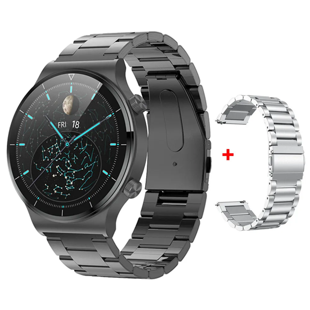 Waterproof smart watch with blood pressure monitor and oximeter on silicone wristband, six colour options, 1.3-inch screen