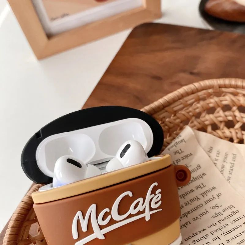 Creative M coffee cup silicone earphone case for AirPods 1 2 Pro 3 in coffee colour